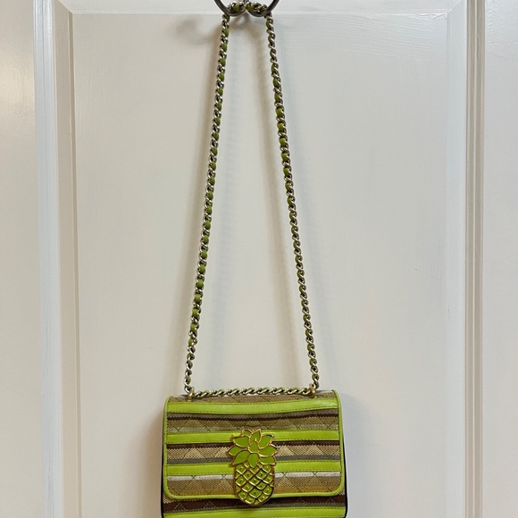 Moschino Cheap and Chic Pineapple Chain Shoulder Bag – Green & Brown Stripes - Picture 10 of 16